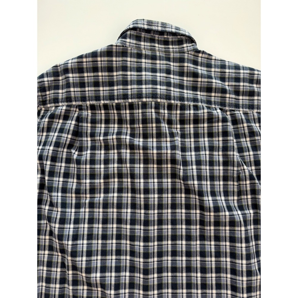 Carhartt Mens Large Relaxed Fit Plaid Blue Green Short Sleeve Button Up Shirt - Picture 10 of 13